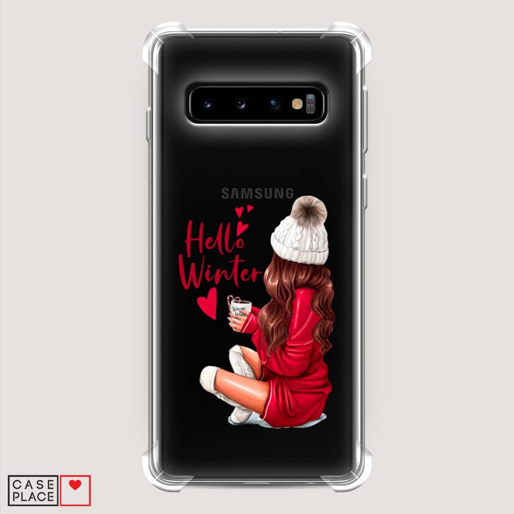 фото Противоударный силиконовый чехол "hello winter" на samsung galaxy s10 + awog