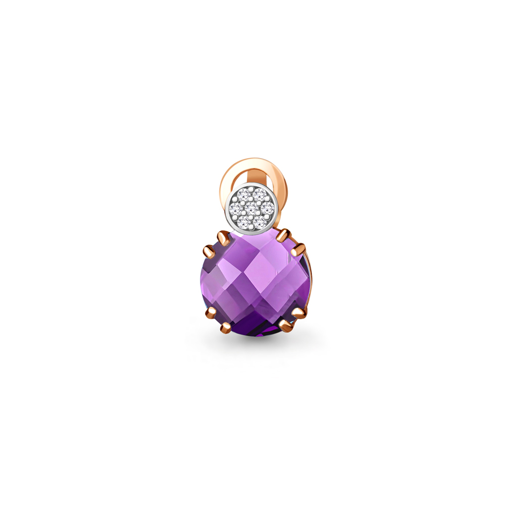

Подвеска из серебра с фианитом и аметистом искусственным Aquamarine 2529384А_925_з, 2529384А_925_з