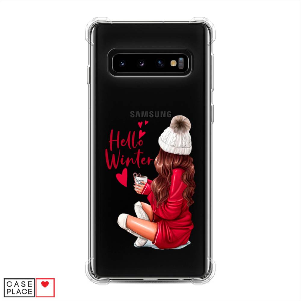 фото Противоударный силиконовый чехол "hello winter" на samsung galaxy s10 awog