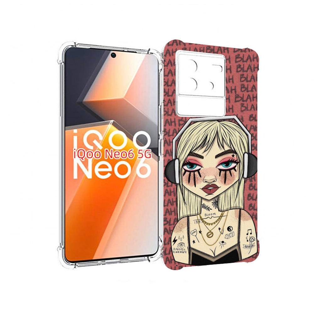 

Чехол MyPads дерзкая-девушка-в-наушниках женский для Vivo iQoo Neo 6 5G, Прозрачный, Tocco