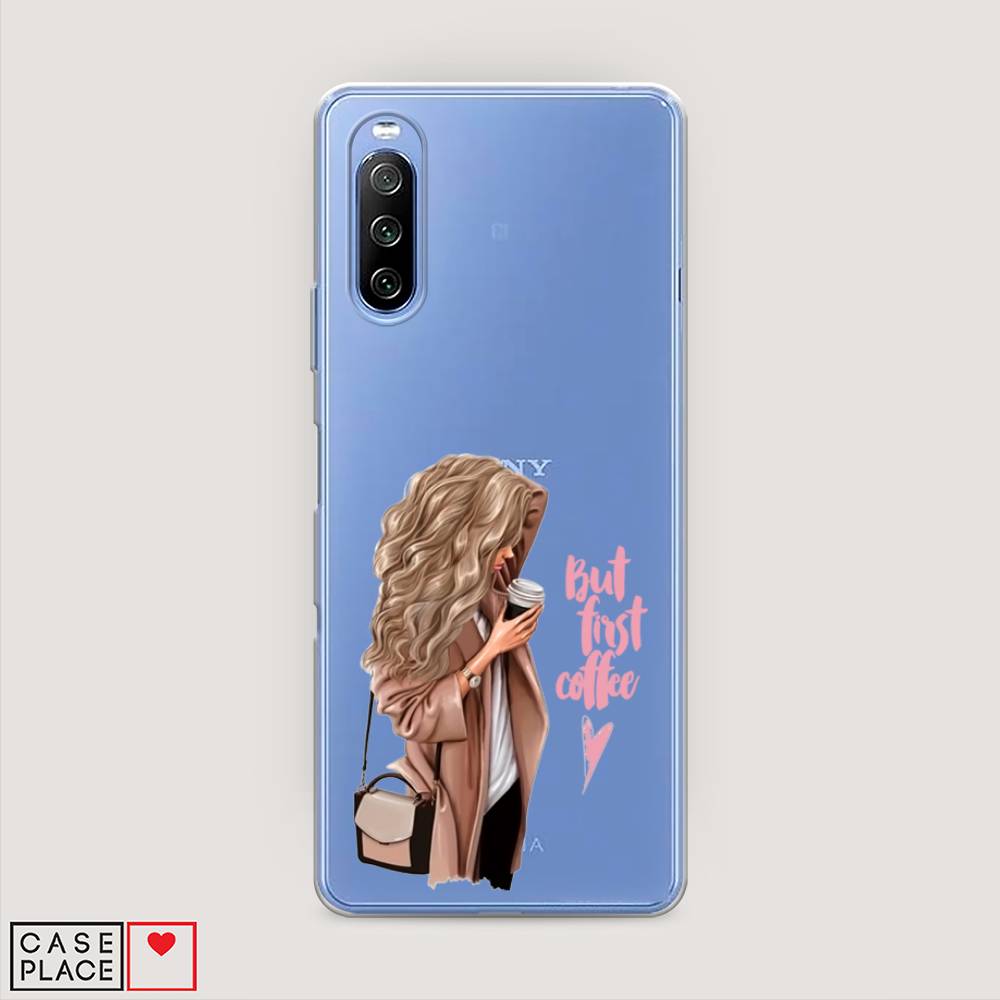 

Силиконовый чехол "Девушка с кофе" на Sony Xperia 10 III, Девушка с кофе