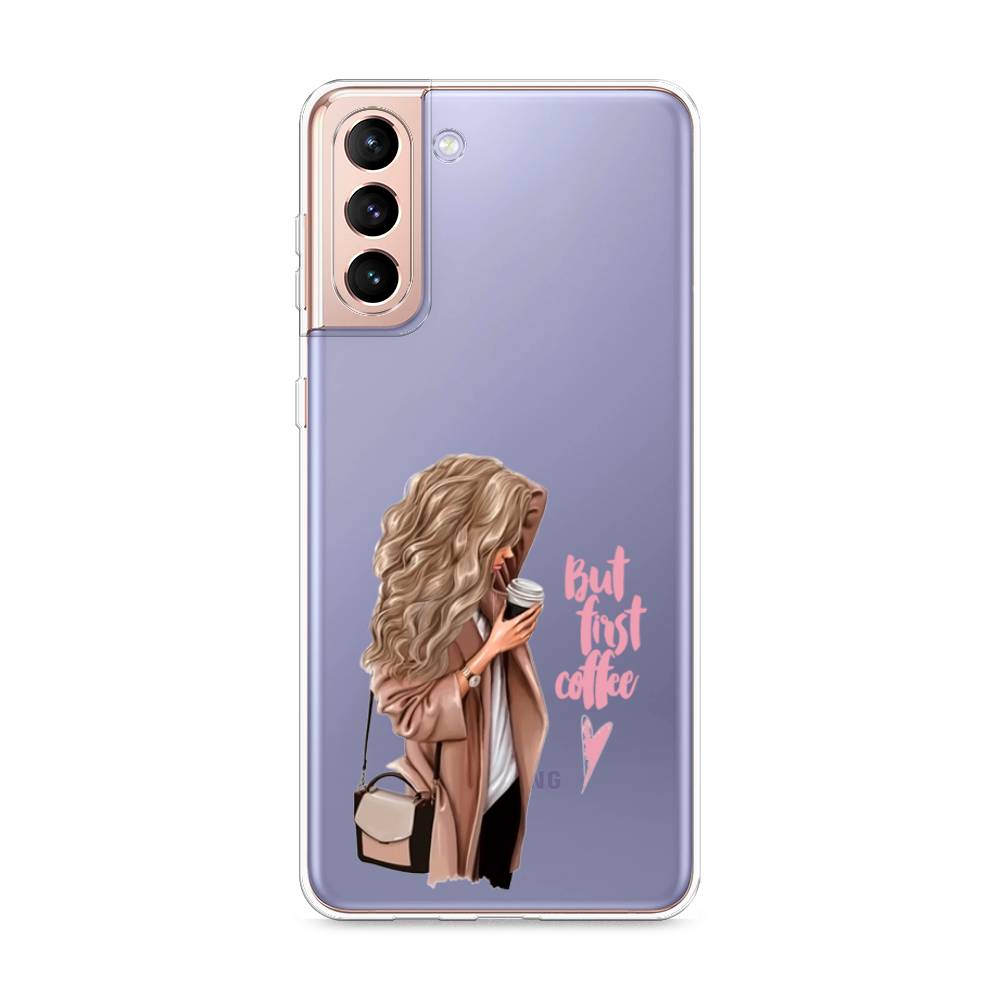 

Силиконовый чехол "Девушка с кофе" на Samsung Galaxy S21 +, Девушка с кофе