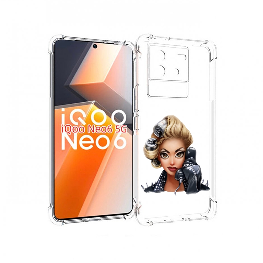 

Чехол MyPads девушка-смайлик-с-телефоном женский для Vivo iQoo Neo 6 5G, Прозрачный, Tocco