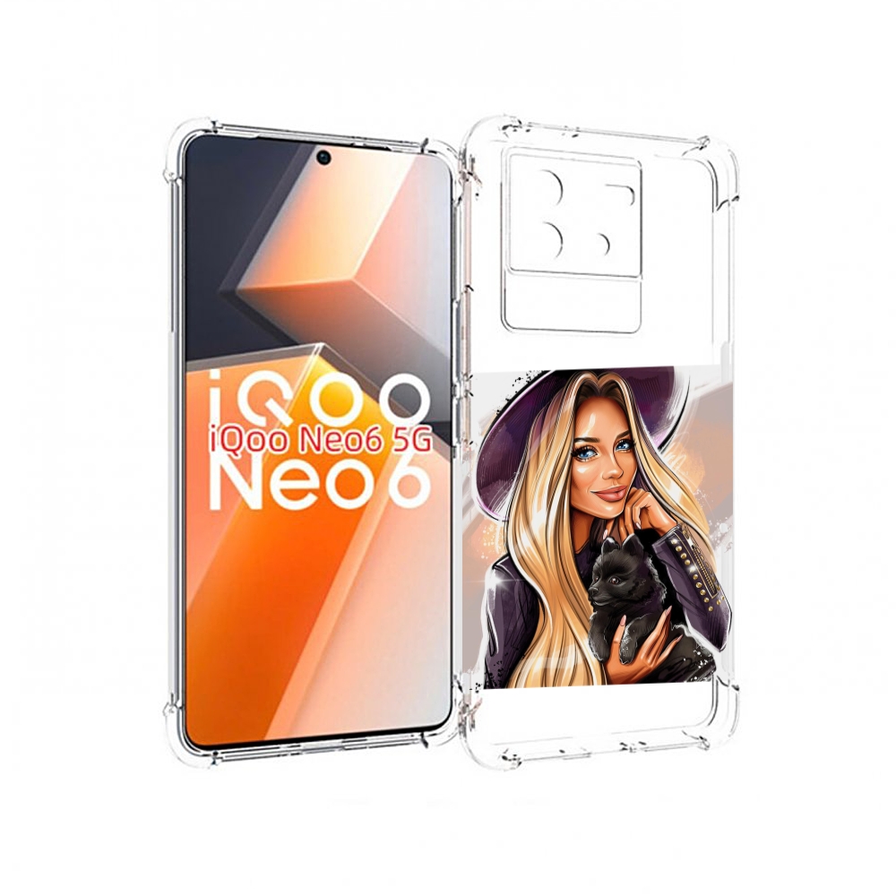 

Чехол MyPads девушка-с-черным-щенком женский для Vivo iQoo Neo 6 5G, Прозрачный, Tocco