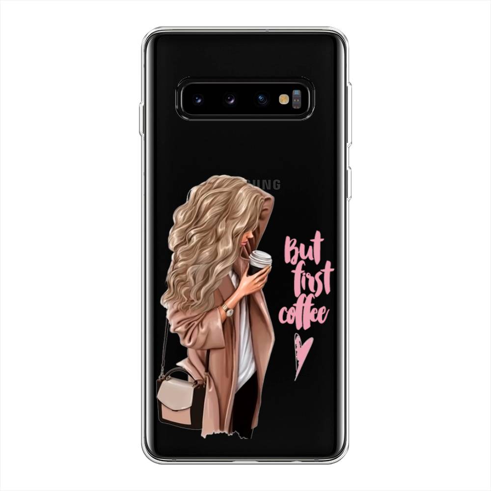 

Силиконовый чехол "Девушка с кофе" на Samsung Galaxy S10 +, Девушка с кофе