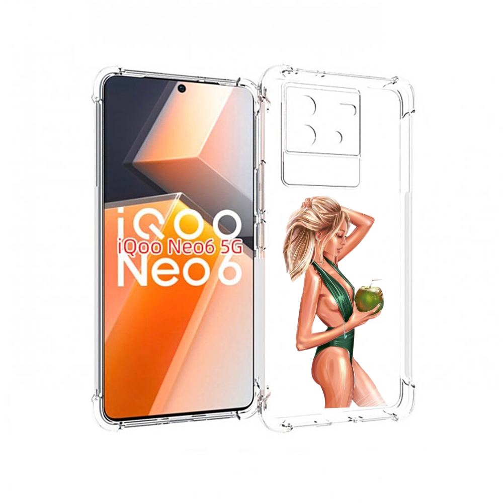 Чехол MyPads девушка-с-кокосом-в-зеленом-купальнике женский для Vivo iQoo Neo 6 5G