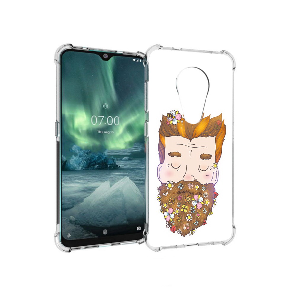 

Чехол MyPads Tocco для Nokia 7.2 мужчина с цветами в бороде (PT139171.105.489), Прозрачный, Tocco