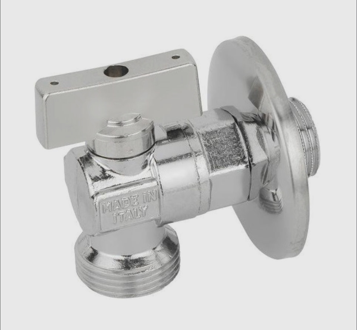 

Кран шаровой угловой Bugatti 1/2"x3/4", Серебристый