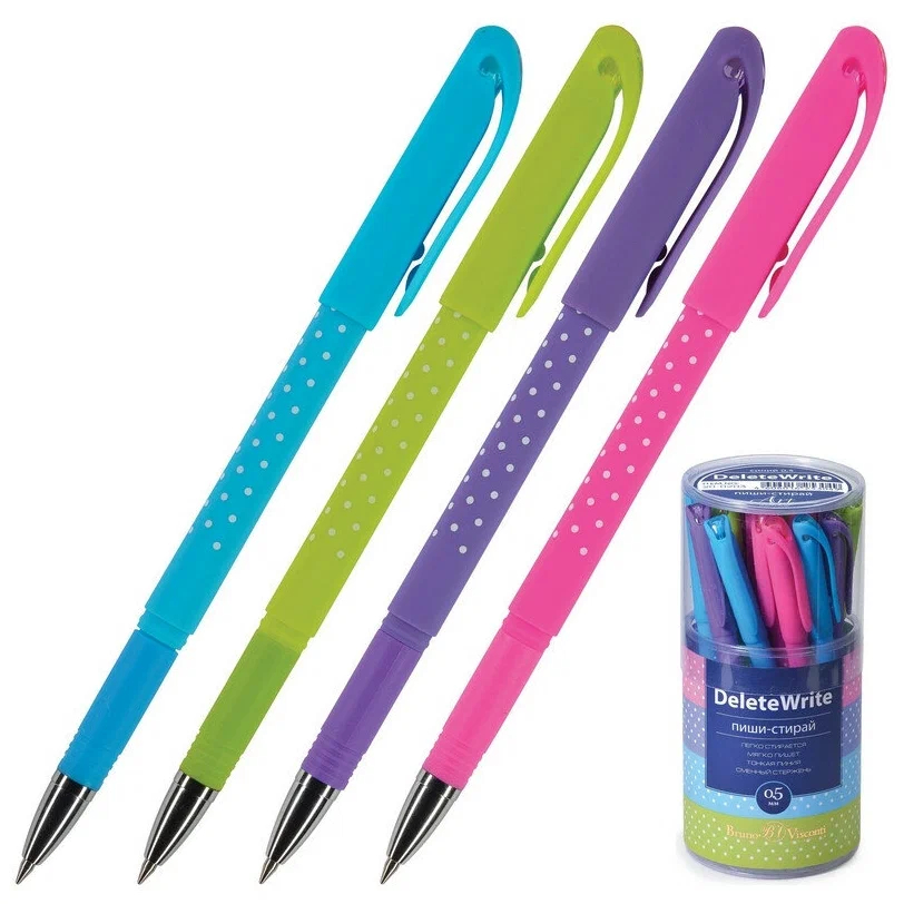 

Ручка гелевая стираемая Bruno Visconti DeleteWrite "Горошек", 0.5мм, синяя, 24шт