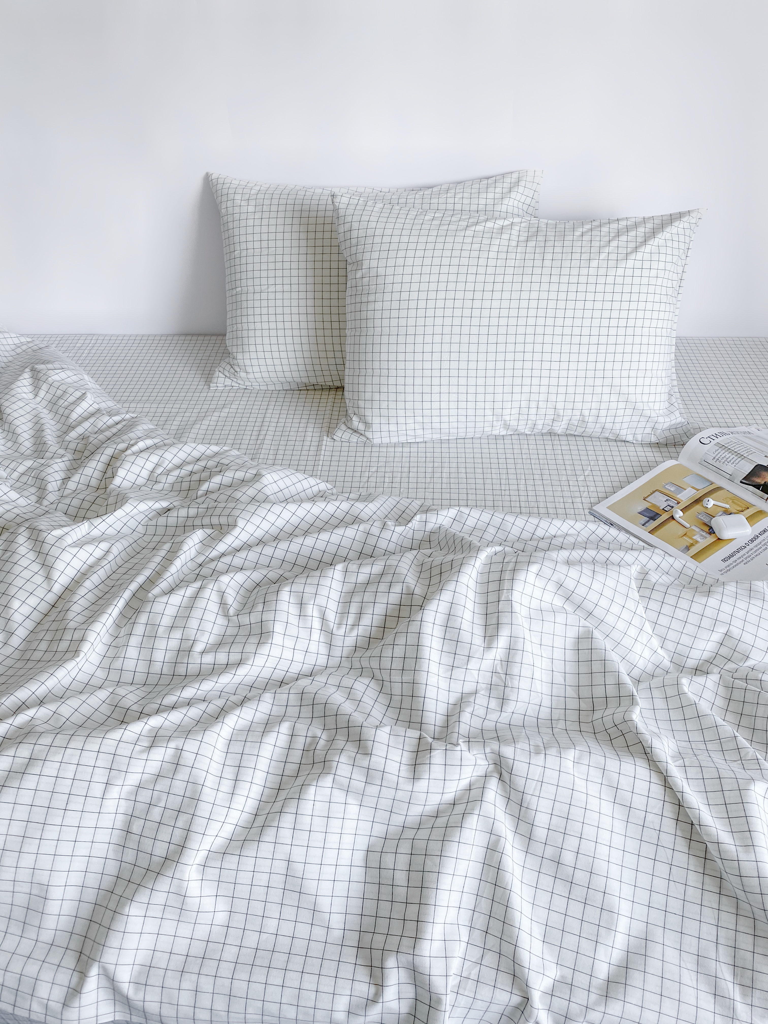 фото Комплект постельного белья comfort hygge square размер евро, цвет белый в клетку