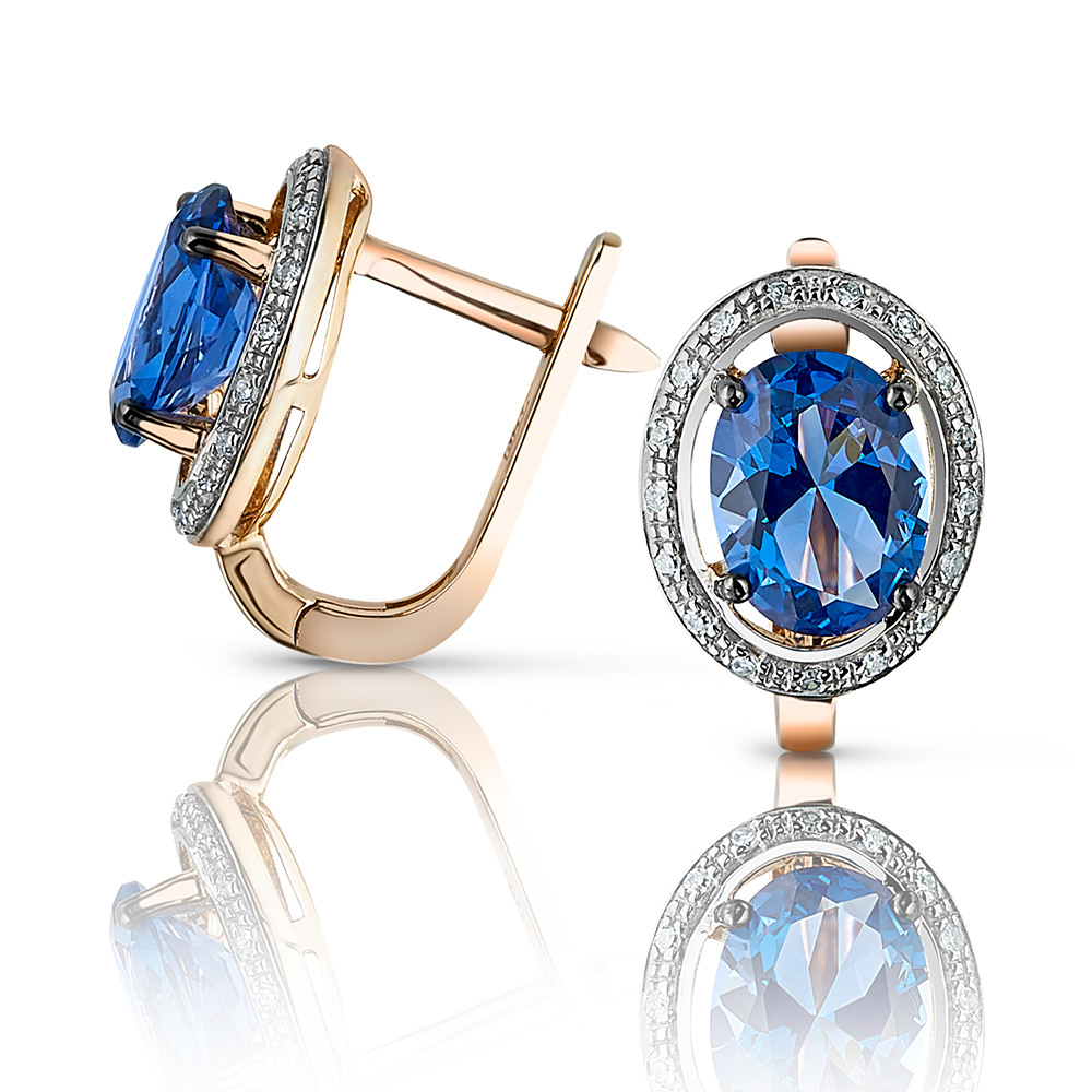 

Серьги из красного золота VALTERA 92789, бриллиант/сапфир искусственный, 092789
