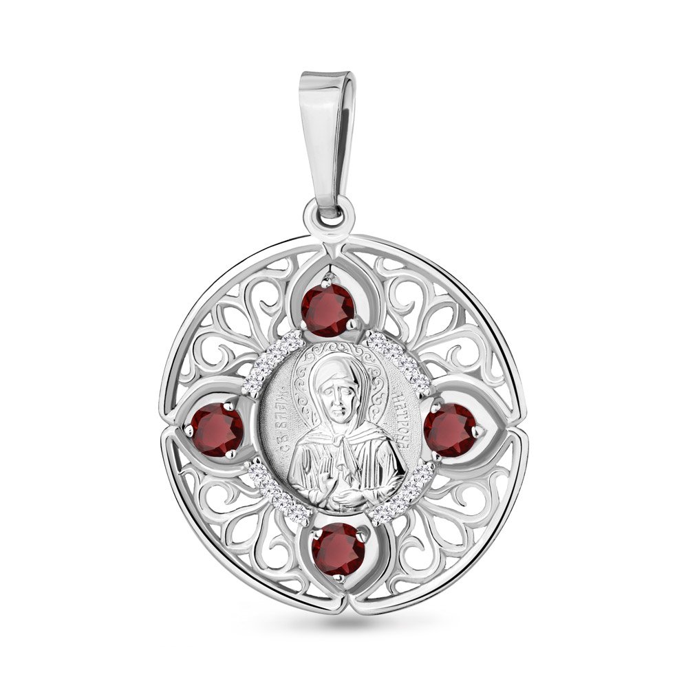 

Подвеска из серебра с фианитом и гранатом Aquamarine 2525303А_925_р, 2525303А_925_р