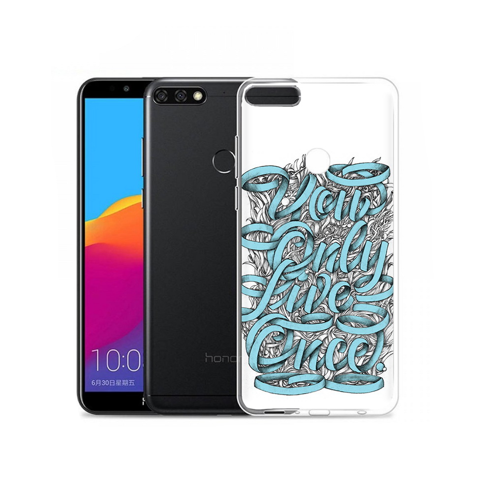 

Чехол MyPads Tocco для Honor 7C Pro слова из ленты абстракция (PT113786.47.607), Прозрачный, Tocco
