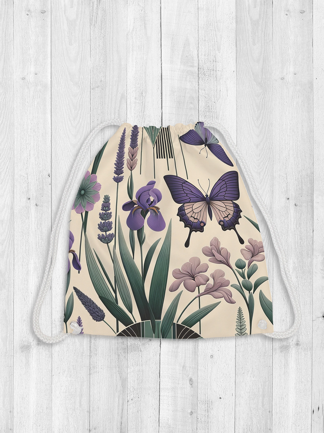 

Сумка мешок для обуви JoyArty Ирис и бабочки 38x40 bpa sd1845, Бежевый, Ирис и бабочки