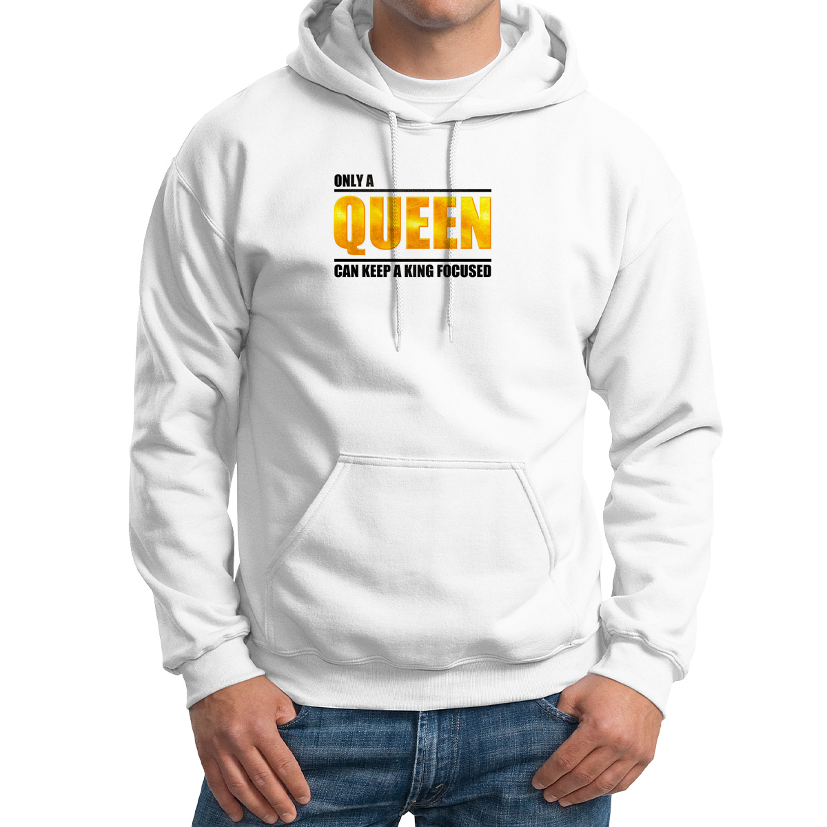 

Худи унисекс CoolPodarok only QUEEN белое 46 RU, Белый, 6M043497