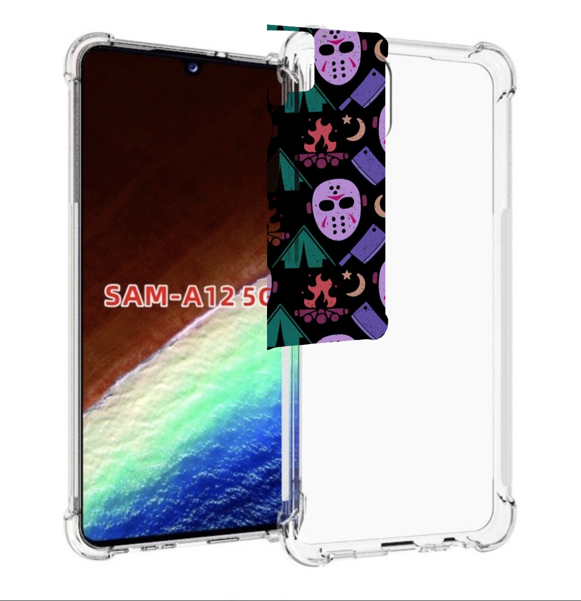 

Чехол MyPads фиолетовые маски для Samsung Galaxy A12 (SM-A125F) 2020/21/A12 Nacho SM-A127F, Прозрачный, Tocco