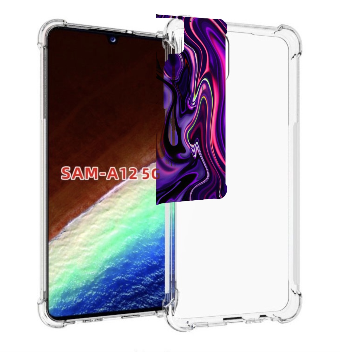 

Чехол MyPads фиолетовые краски для Samsung Galaxy A12 (SM-A125F) 2020/21, Прозрачный, Tocco