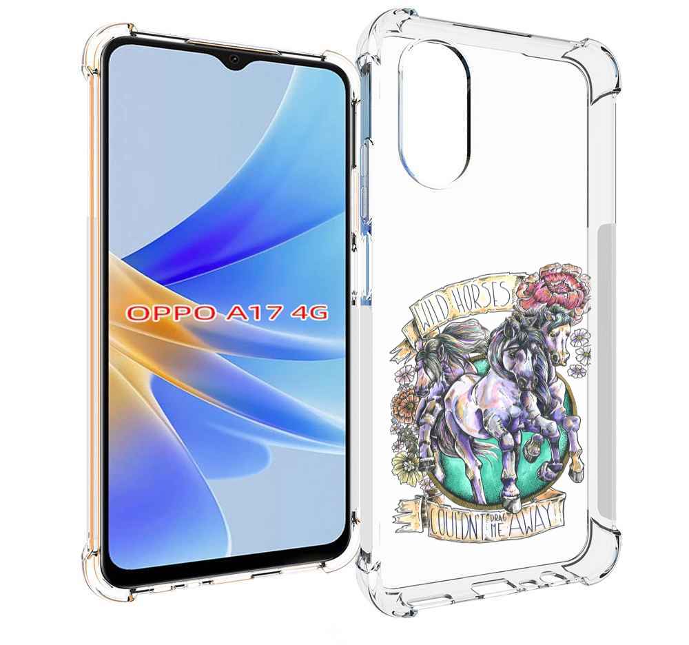 

Чехол MyPads рисунок коней в цветах для OPPO A17, Прозрачный, Tocco