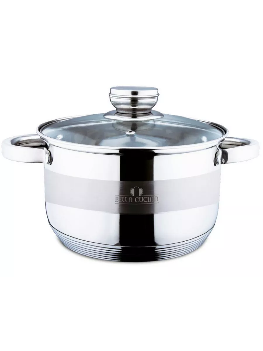 

Кастрюля со стеклянной крышкой, 16см, 2,1л, BellaCucina нерж. сталь BC-2035 Bella Cucina 2