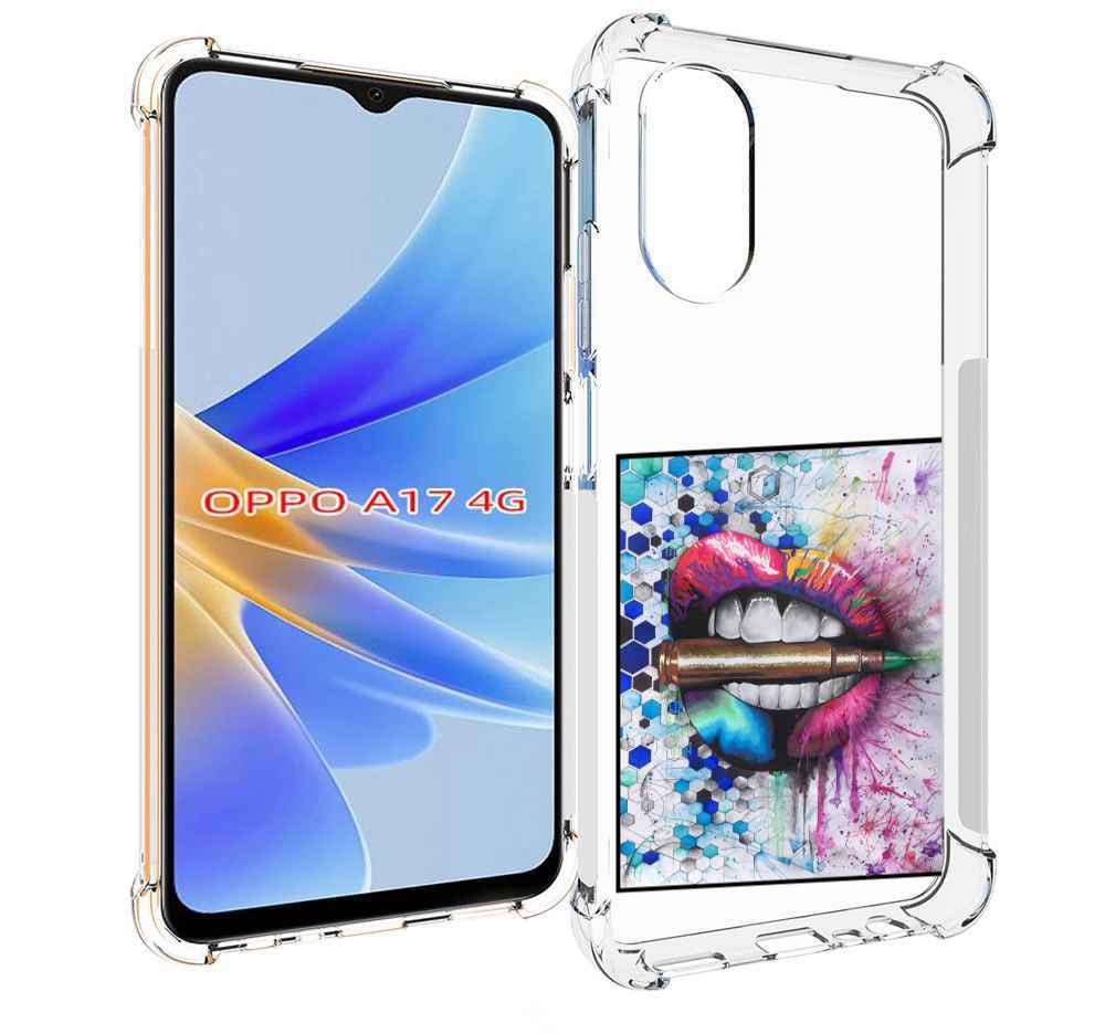 

Чехол MyPads разноцветные губы с пулей для OPPO A17, Прозрачный, Tocco