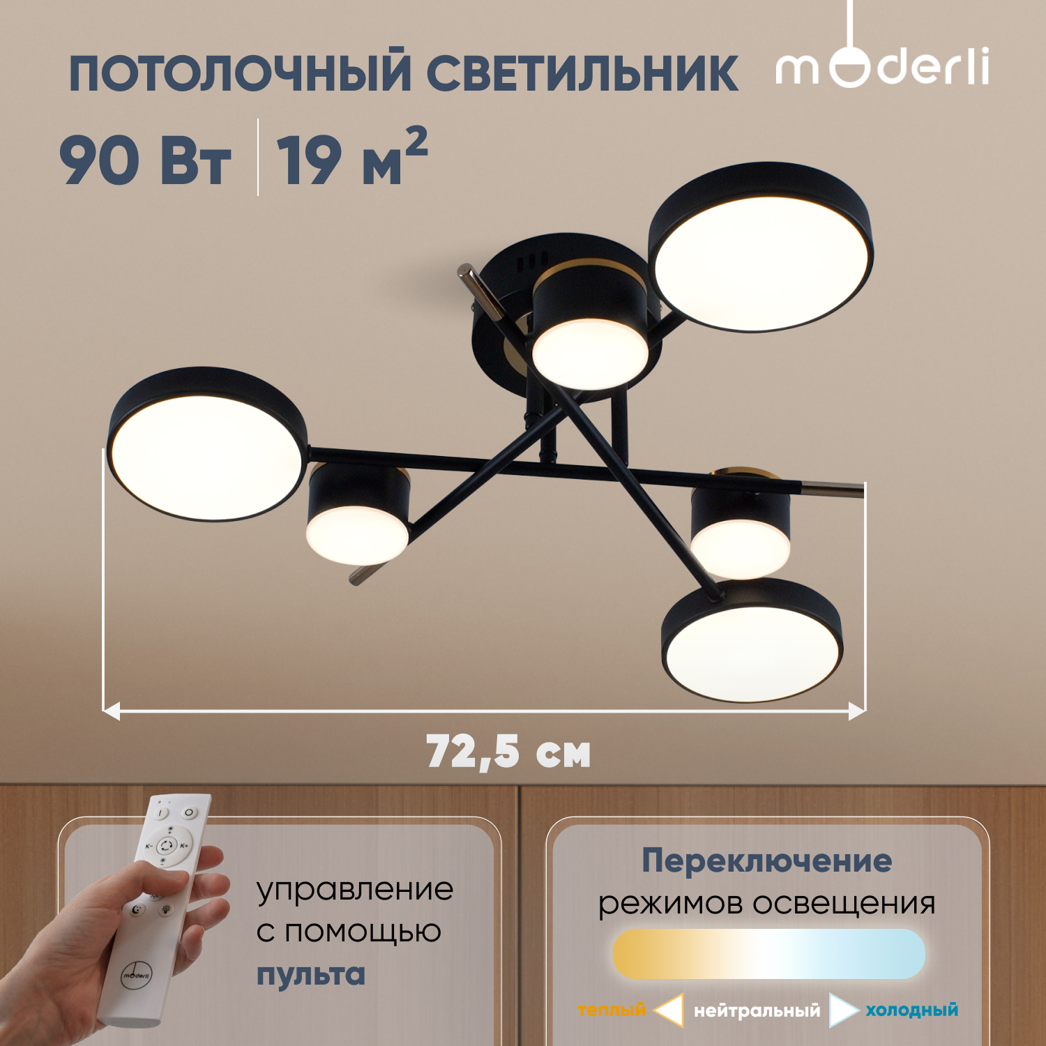 

Светильник потолочный светодиодный Moderli V10964-CL Scandi, Scandi
