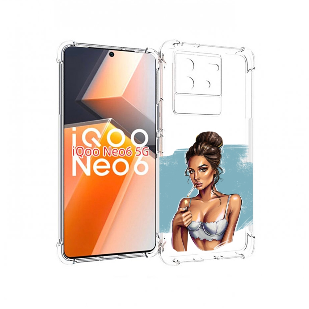 

Чехол MyPads девушка-с-зажигалкой для Vivo iQoo Neo 6 5G, Прозрачный, Tocco