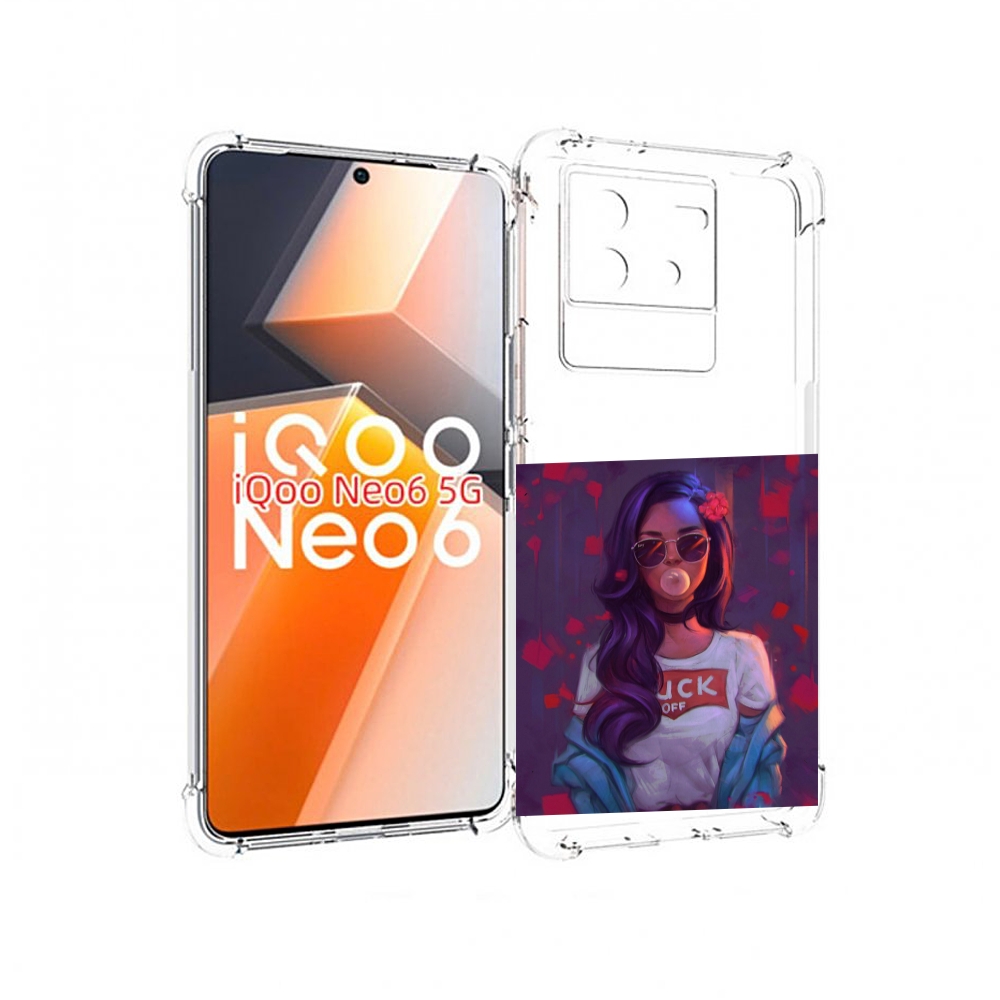 

Чехол MyPads девушка-с-жвачкой женской для Vivo iQoo Neo 6 5G, Прозрачный, Tocco