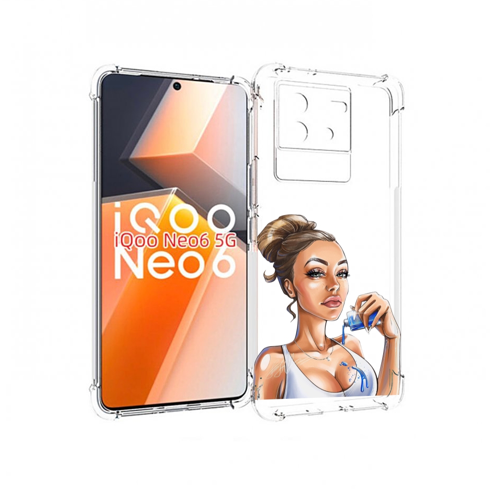 

Чехол MyPads девушка-пролила-краску женский для Vivo iQoo Neo 6 5G, Прозрачный, Tocco