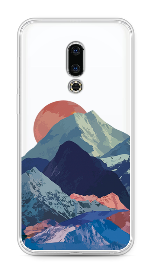 

Чехол на Meizu 16th "Закат в снежных горах", Бордовый;серый;голубой, 72750-2