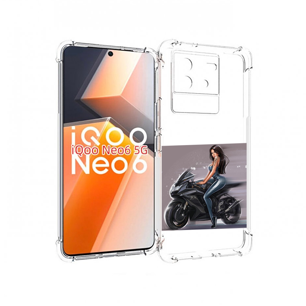 Чехол MyPads девушка-на-мотоцикле для Vivo iQoo Neo 6 5G