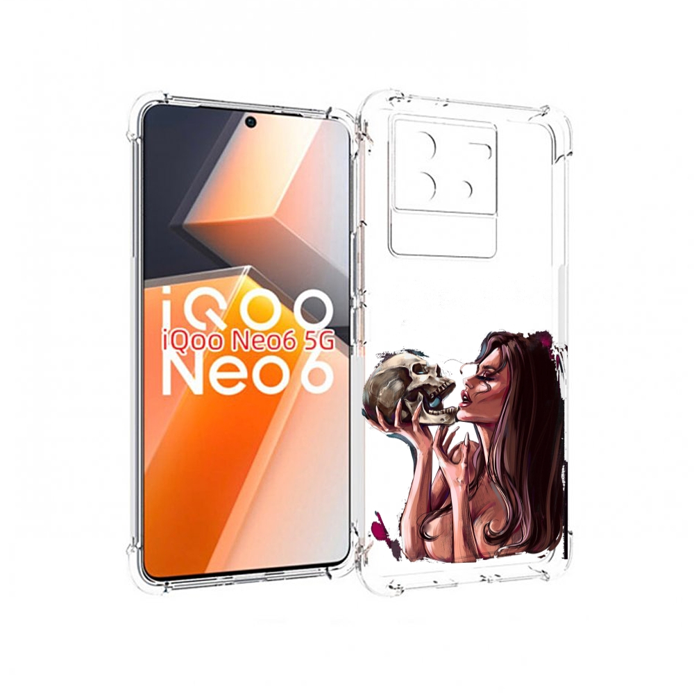 

Чехол MyPads девушка-модель-с-черепом для Vivo iQoo Neo 6 5G, Прозрачный, Tocco
