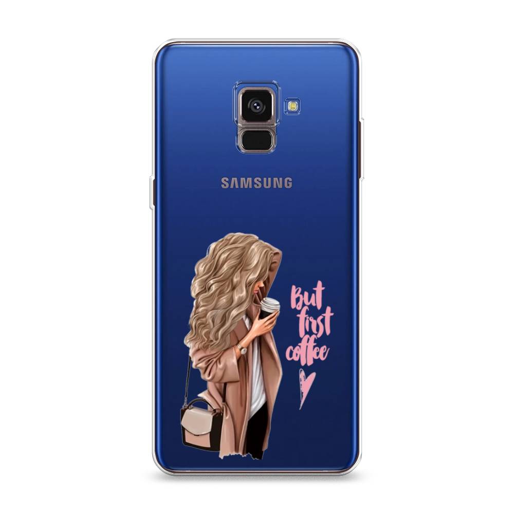 

Силиконовый чехол "Девушка с кофе" на Samsung Galaxy A8 2018, Девушка с кофе