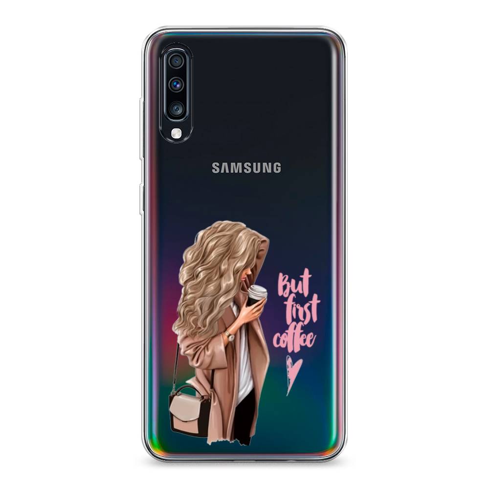 

Силиконовый чехол "Девушка с кофе" на Samsung Galaxy A70, Девушка с кофе