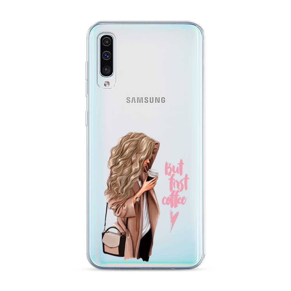 

Силиконовый чехол "Девушка с кофе" на Samsung Galaxy A50, Девушка с кофе