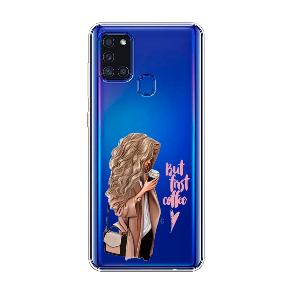 

Силиконовый чехол "Девушка с кофе" на Samsung Galaxy A21s, Девушка с кофе