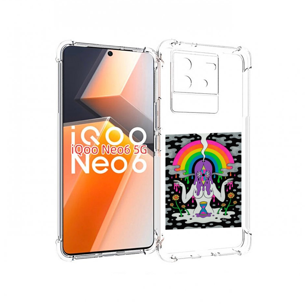 

Чехол MyPads девушка с радугой абстракция женский для Vivo iQoo Neo 6 5G, Прозрачный, Tocco