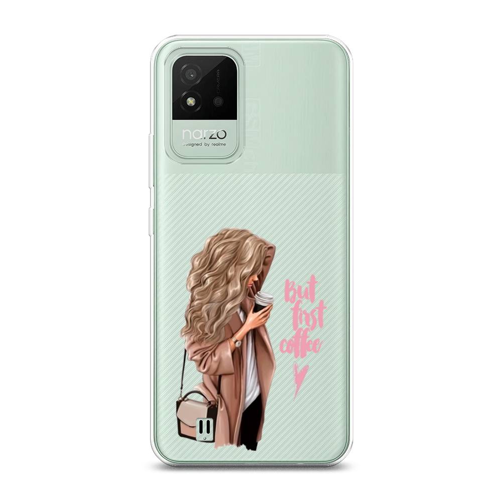 

Силиконовый чехол "Девушка с кофе" на Realme Narzo 50i, Девушка с кофе