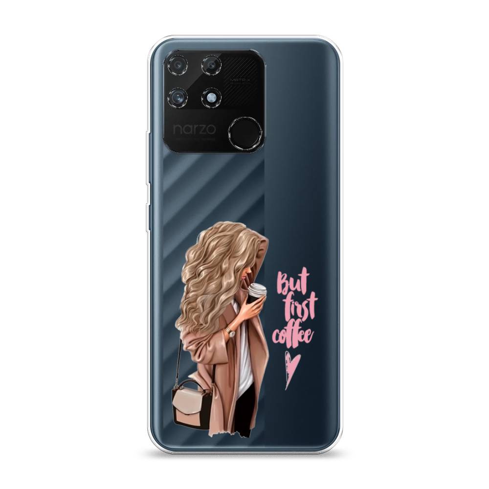 

Силиконовый чехол "Девушка с кофе" на Realme Narzo 50A, Девушка с кофе