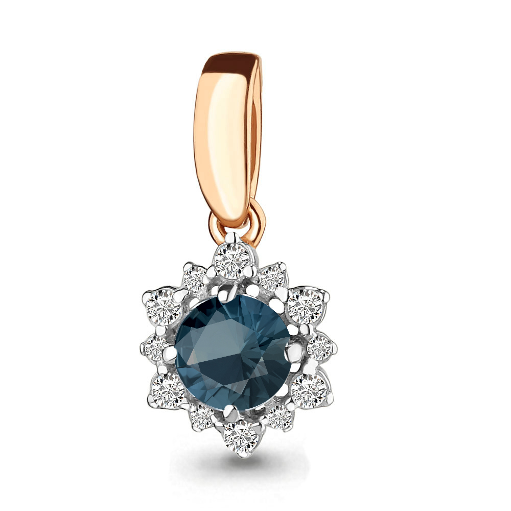 

Подвеска из красного золота с топазом и фианитом Aquamarine 2520608А_585_кз, 2520608А_585_кз