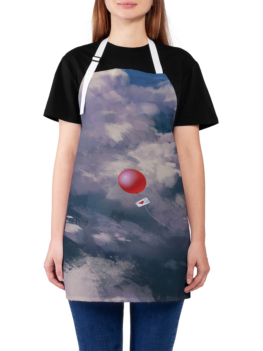 фото Фартук женский joyarty для готовки "шар стремится в космос", универсальный размер