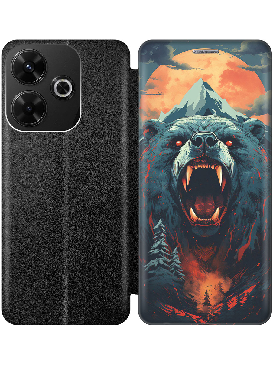 

Чехол-книжка на Xiaomi Redmi 13 / Redmi Note 13R, Poco M6 4g с принтом черный 809176, Черный;красный;синий, 783988613