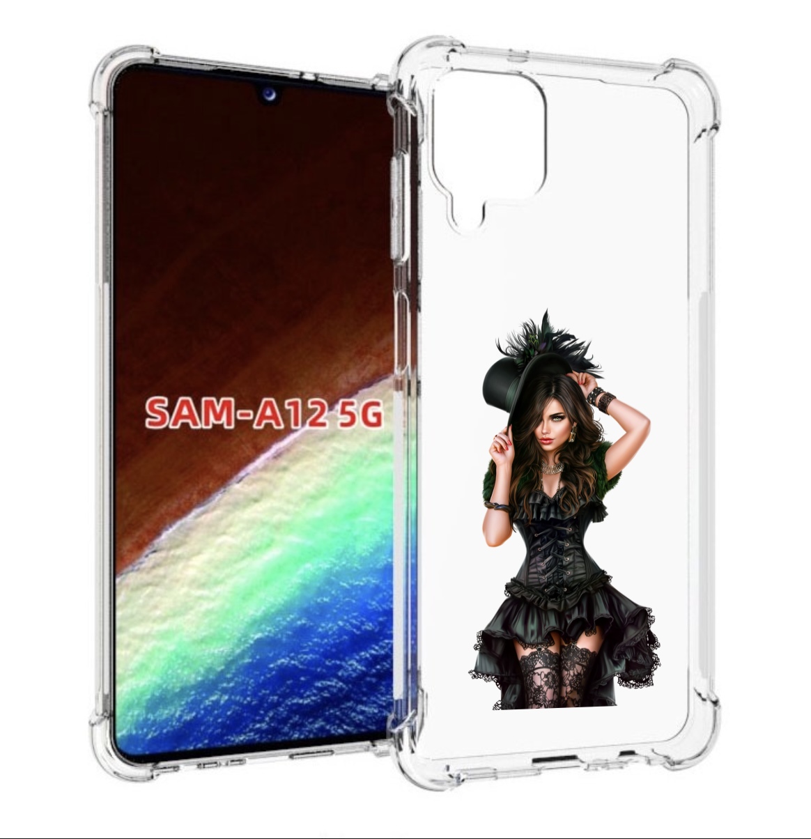 

Чехол MyPads стройная-девушка-в-черном-платье для Samsung Galaxy A12 (SM-A125F) 2020, Прозрачный, Tocco