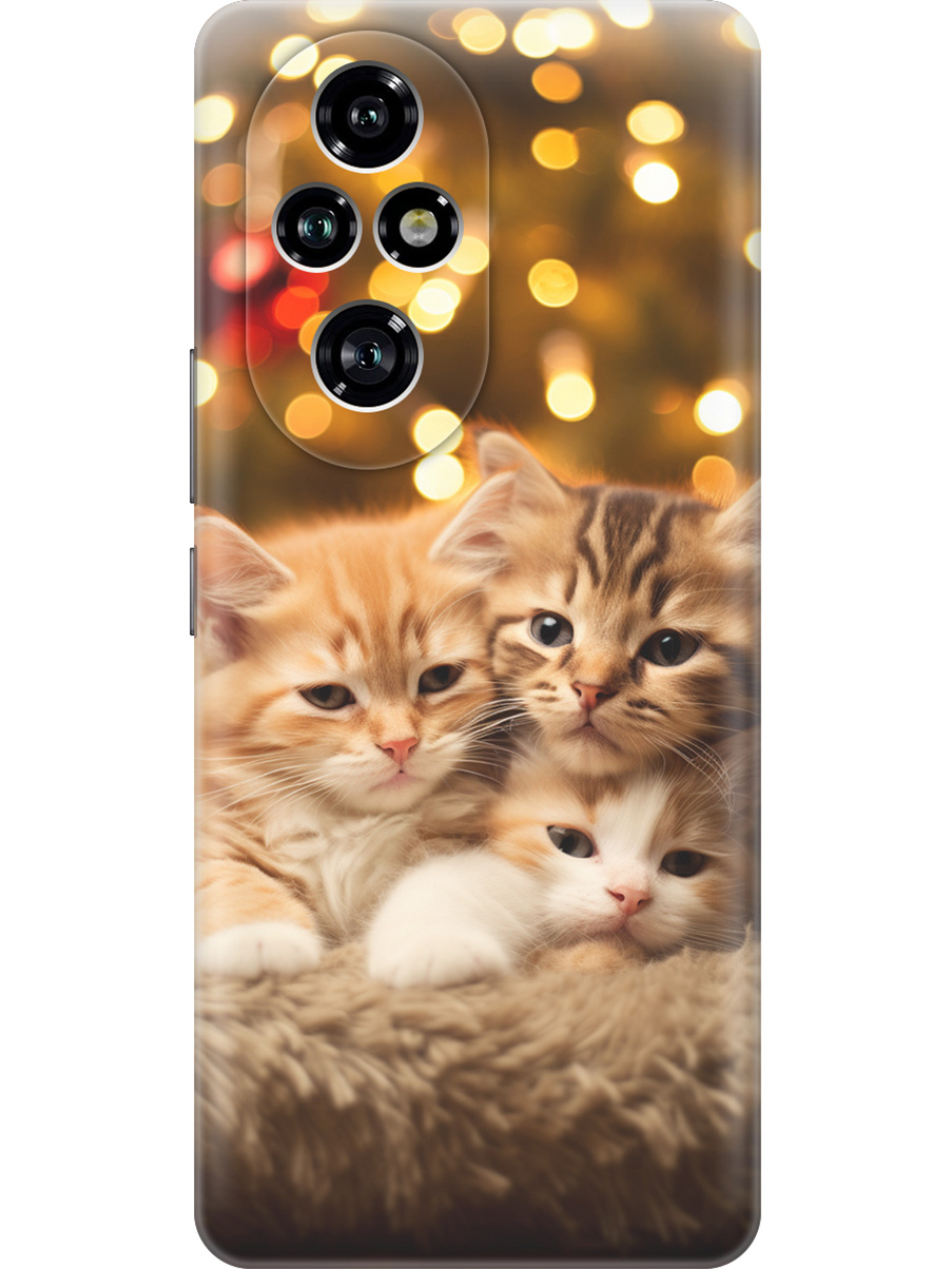 

Силиконовый чехол на Honor 200 pro с принтом "Котята и Новый Год", Прозрачный;бежевый;желтый, 783979611