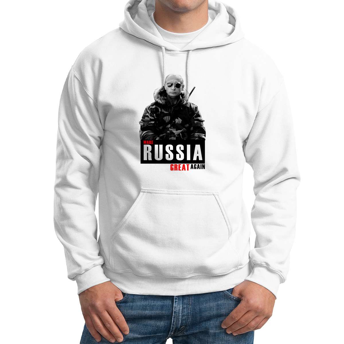 

Худи унисекс CoolPodarok Путин RUSSIA белое 46 RU, Белый, 6M043371