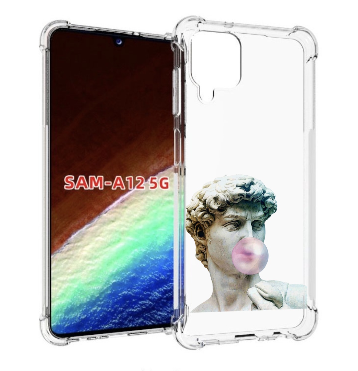 

Чехол MyPads статуя-с-жвачкой для Samsung Galaxy A12 (SM-A125F) 2020/21/A12 Nacho SM-A127F, Прозрачный, Tocco