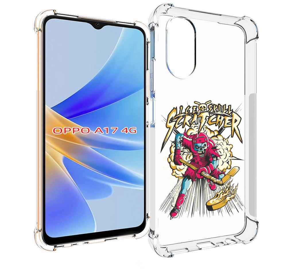 

Чехол MyPads нарисованный скелет хоккеист для OPPO A17, Прозрачный, Tocco