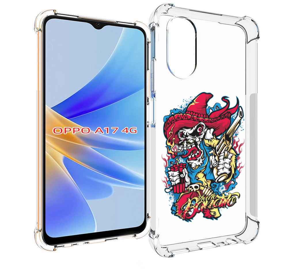 

Чехол MyPads нарисованный скелет с писталетом для OPPO A17, Прозрачный, Tocco