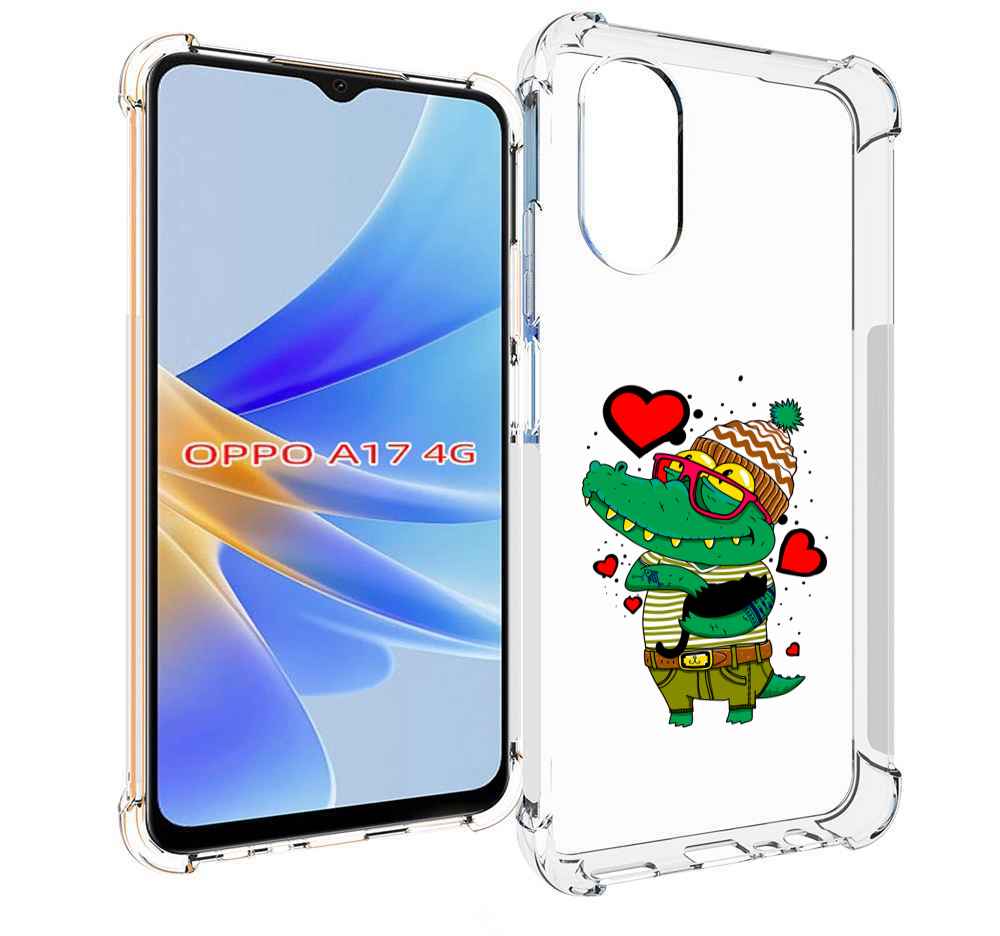 

Чехол MyPads Влюбленный крокодил для OPPO A17, Прозрачный, Tocco