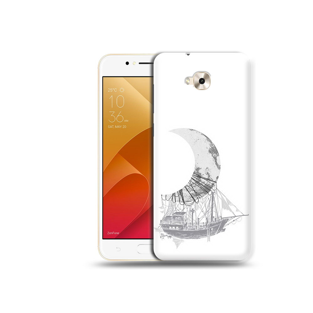 

Чехол MyPads Tocco для Asus ZenFone Live (ZB501KL) черно белый корабль полумесяц, Tocco