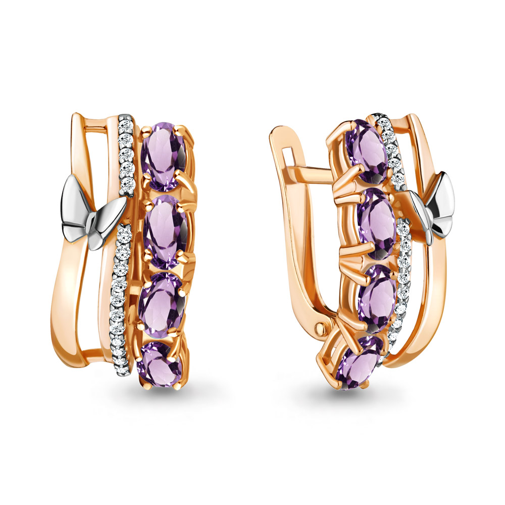 

Серьги из серебра с аметистом Aquamarine 4471304А_925_з, 4471304А_925_з